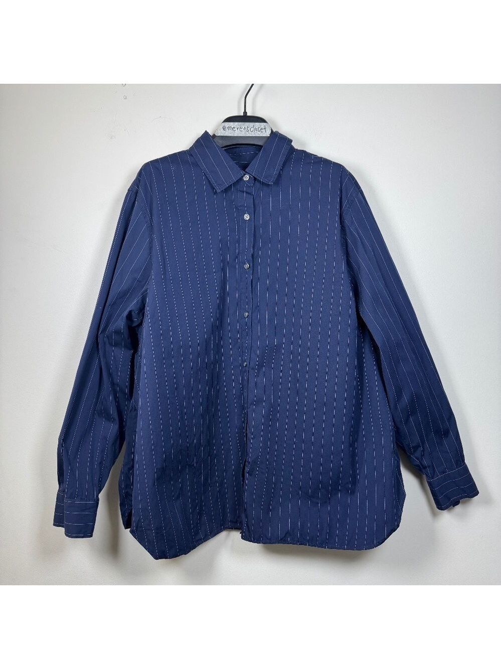 Hudson North Navy Striped Casual Button Down Shirt